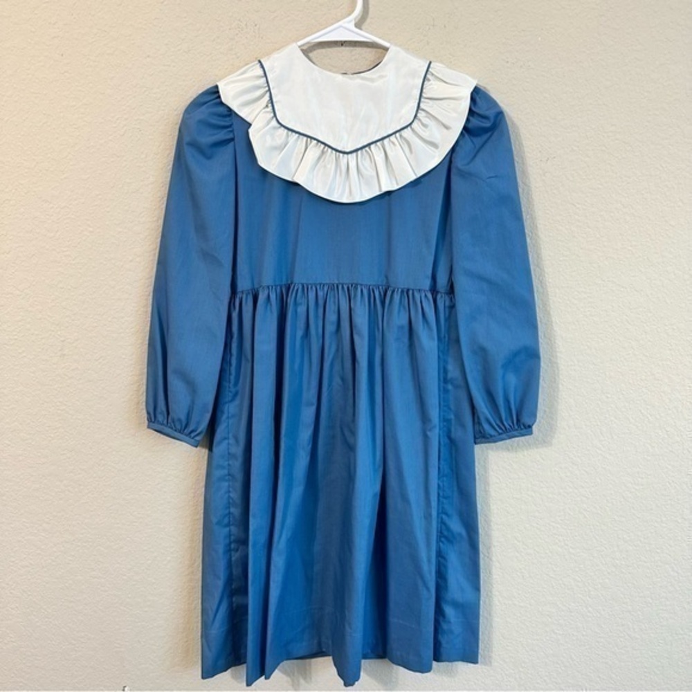 Vintage 1980s Dress Blue Long Sleeve Erin For Erin Fairchilde Saks Fifth Avenue